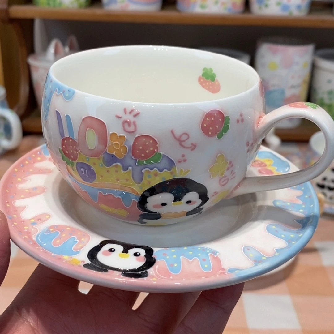 瓷片蛋糕企鹅咖啡杯福利