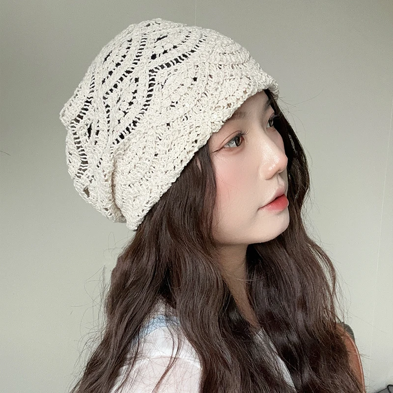［大头阿枝］夏季扇形镂空亮片套头帽女时尚个性小众慵懒风堆堆帽