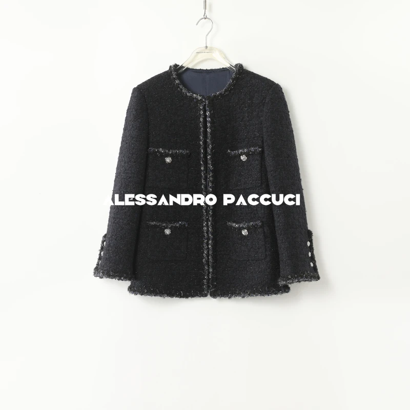 AP洛哥44173WX【黑标/冰岛星夜】法国进口SCOP绵羊毛小香风外套24秋