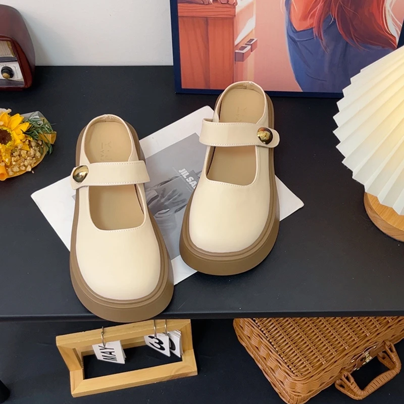 网红魔术贴玛丽珍包头半拖鞋女外穿厚底2025年夏季新款百搭懒人