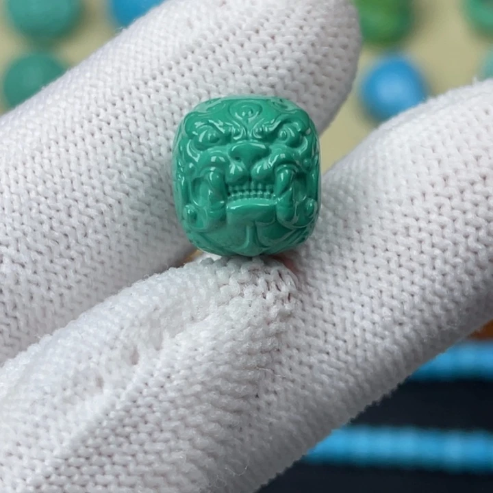 高瓷深绿12.8mm貔貅老型