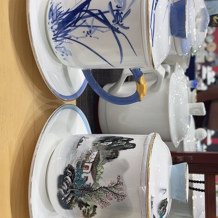半手绘茶漏杯。