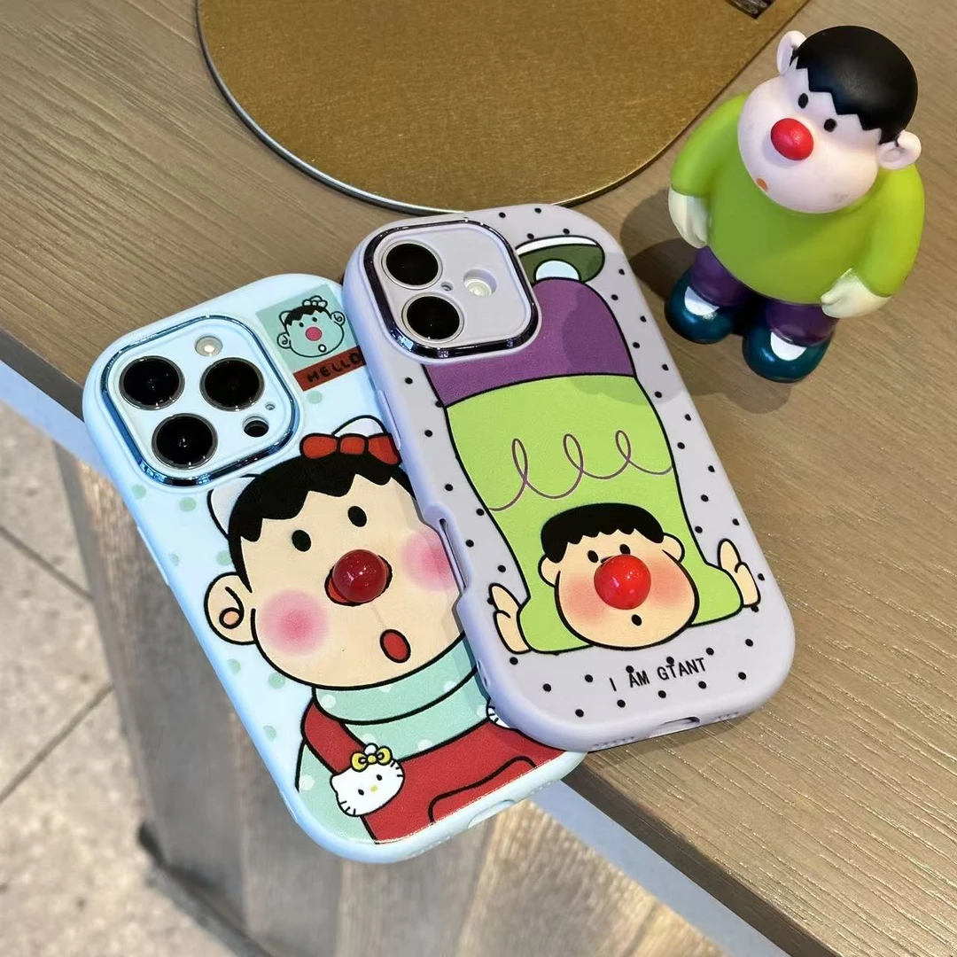 胖虎红鼻子适用苹果16/17手机壳iPhone15小米14vivoppo华为金属框