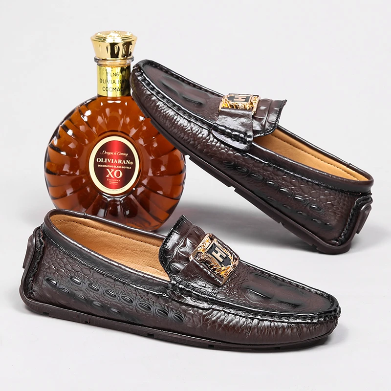 头层牛皮豆豆鞋男商务百搭男士一脚蹬懒人鞋休闲真皮青年正装男鞋