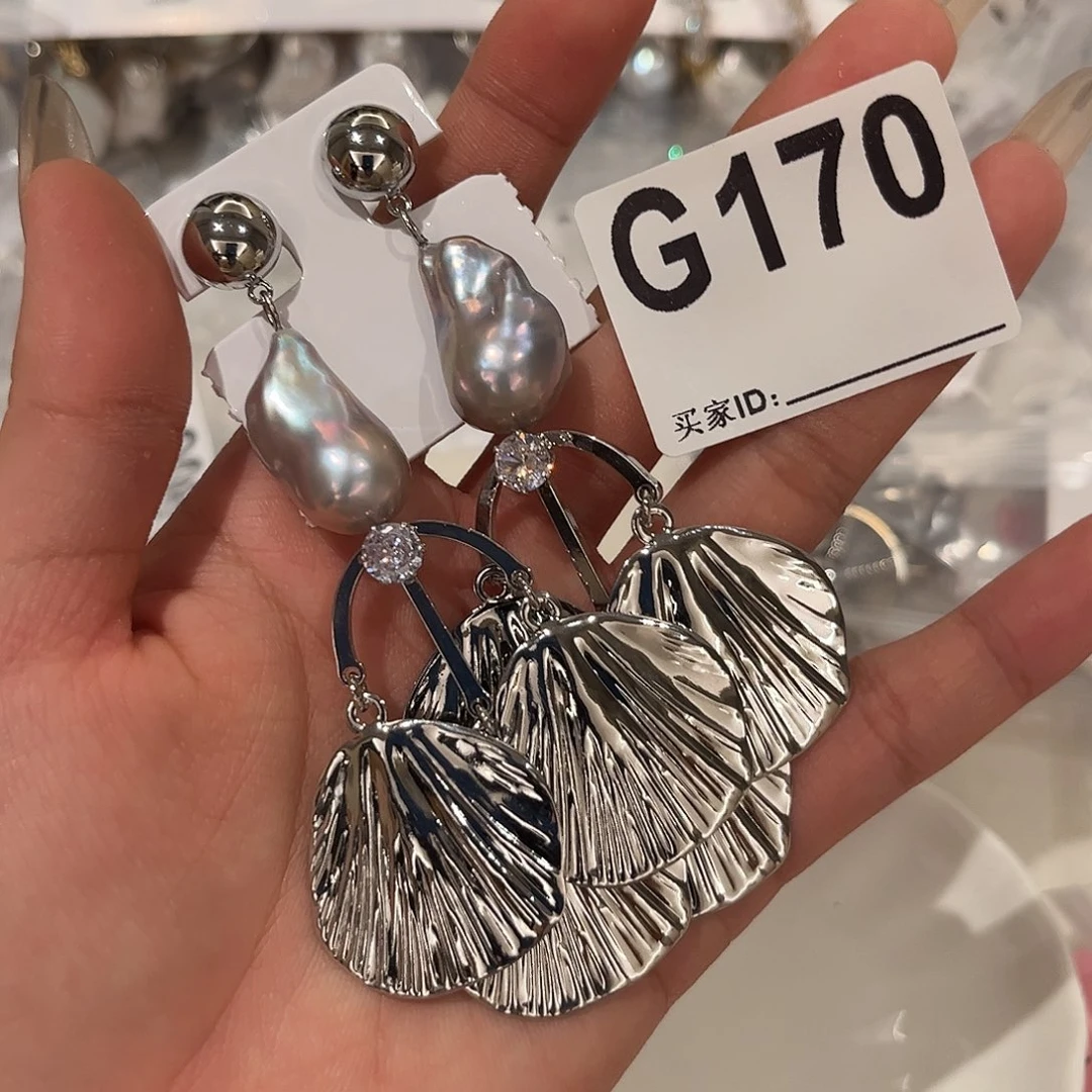 合金淡水珍珠耳饰