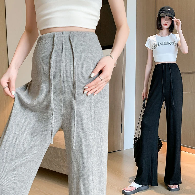 孕妇装春夏季冰丝薄款大码无托腹阔腿裤孕期宽松时尚休闲长裤夏装