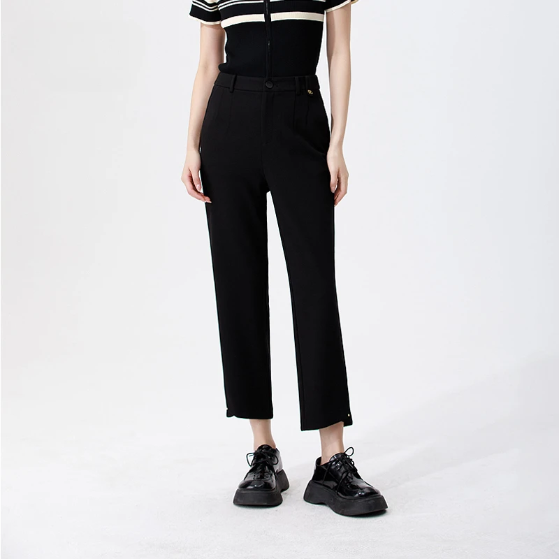 TOUCH MISS设计感直筒裤女秋季新款气质百搭休闲裤子法棍裤烟管裤