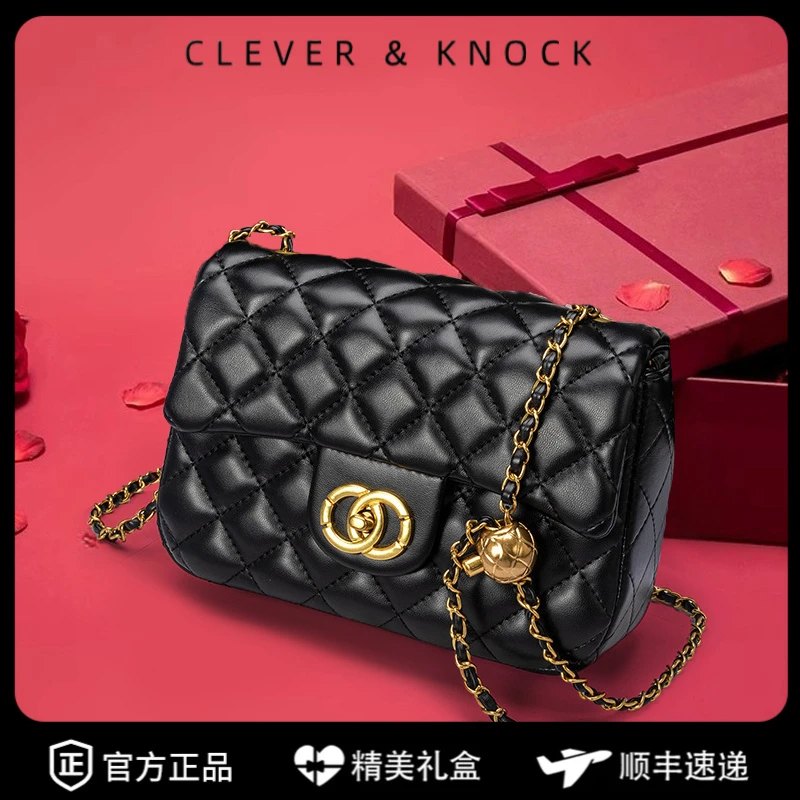 CleverKnock女包小香风2025单肩包女士时尚斜跨菱格包小众百生日