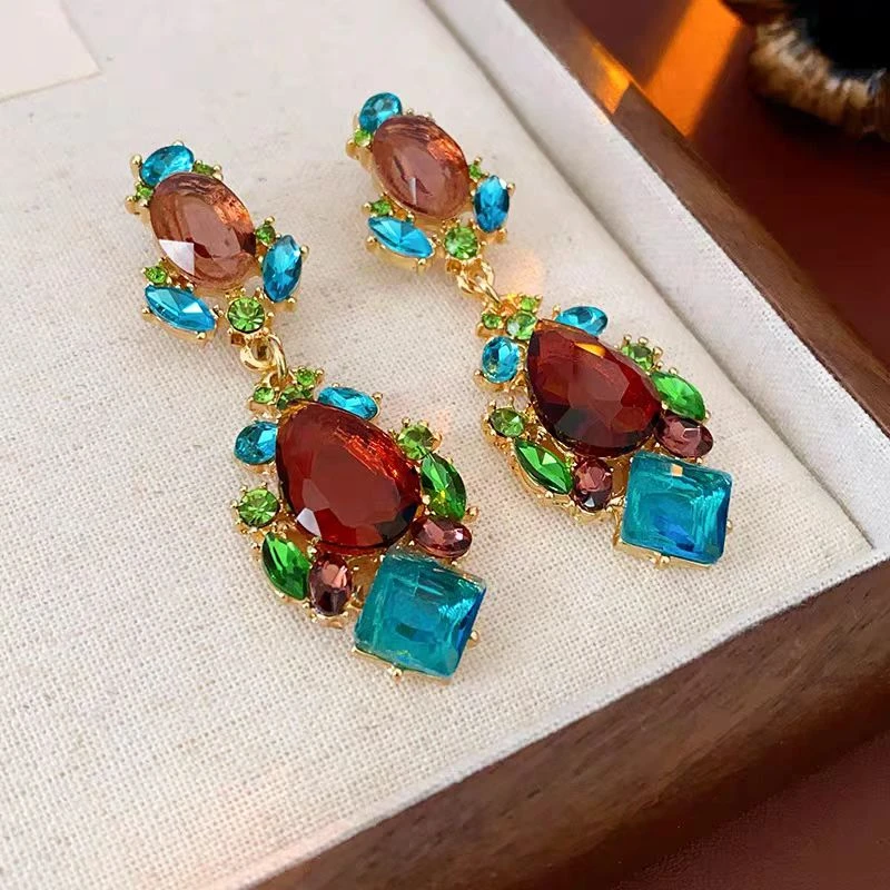 铁合金亚克力耳饰 2075 中古长款Vintage气质宫廷风轻奢百搭耳饰