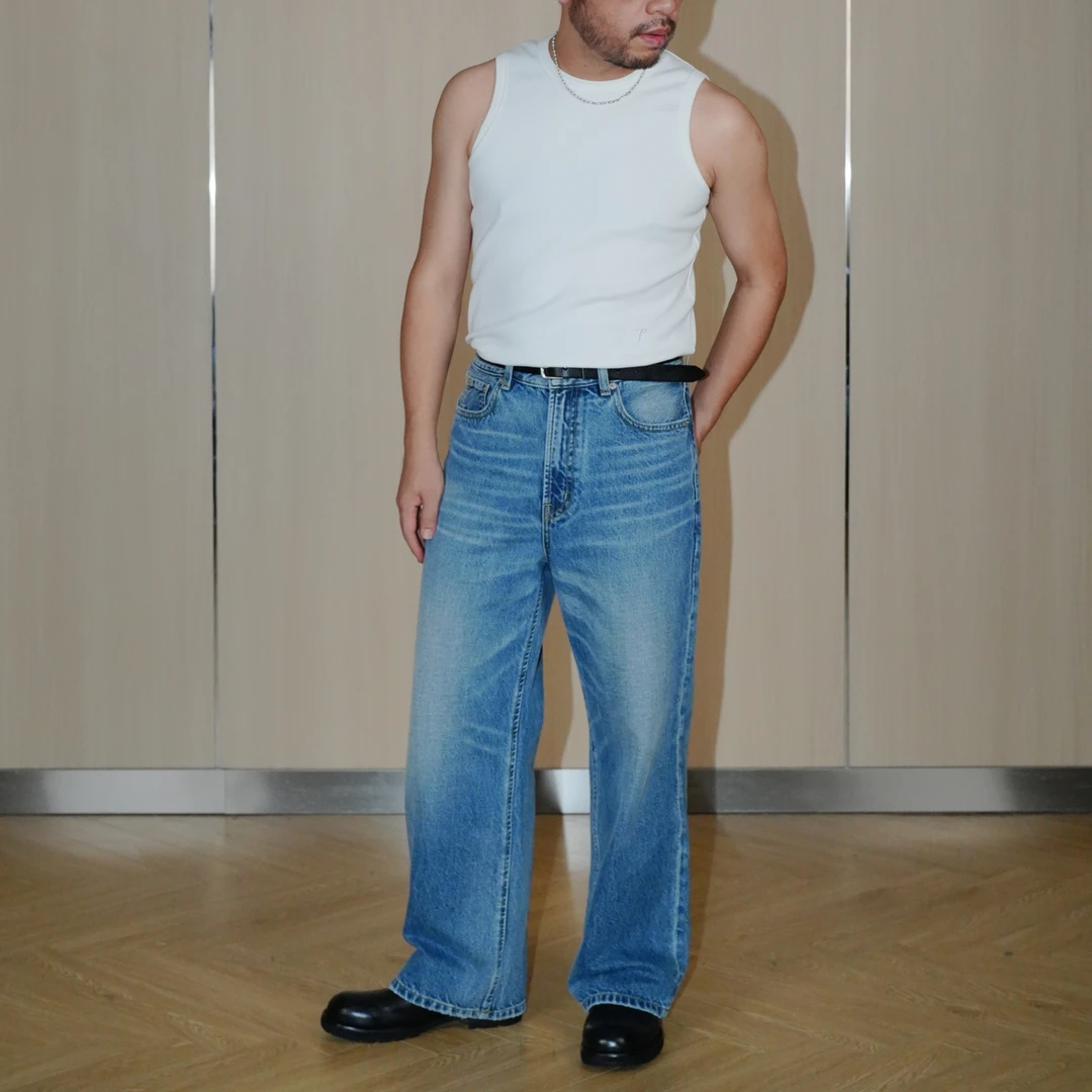 TIAS【25AW】日系四季水洗直筒牛仔裤T233301