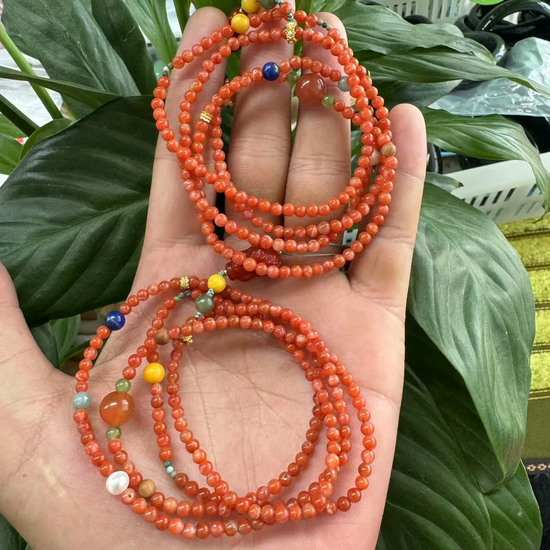 D314 天然南红小米珠项链 拍一发一多样性发其一