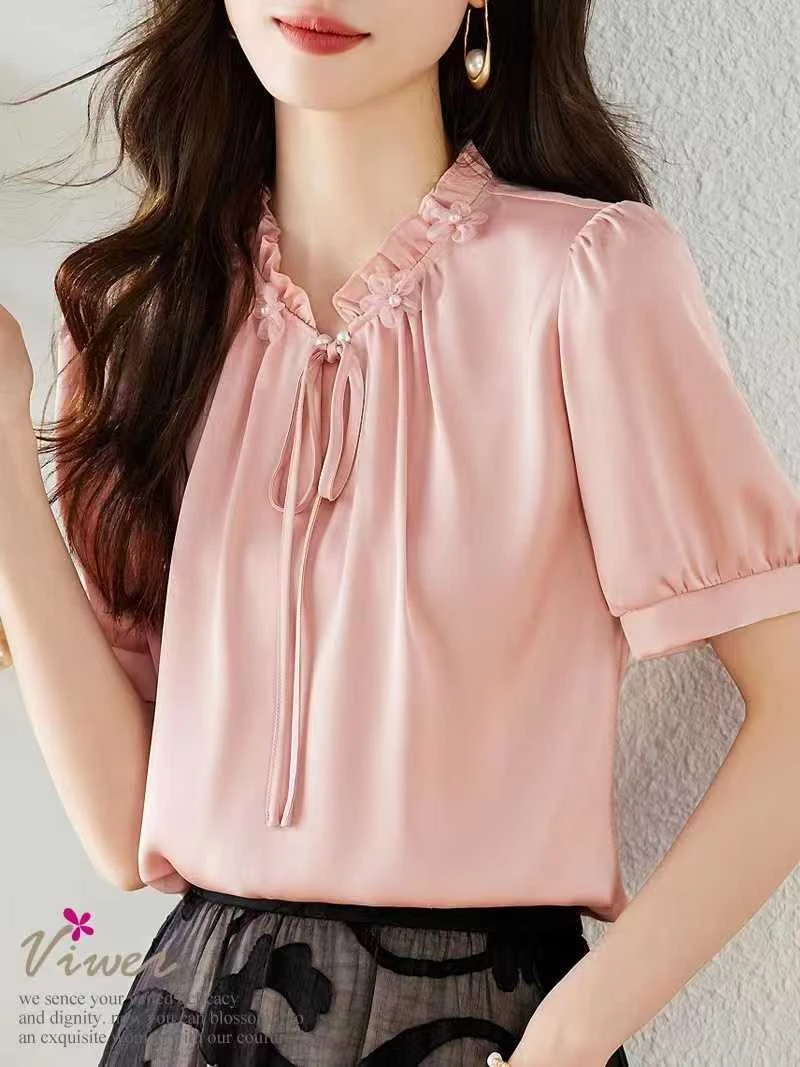 AG名媛Y9829显瘦气质洋气时尚百搭夏季小众宽松衬衫衬衣