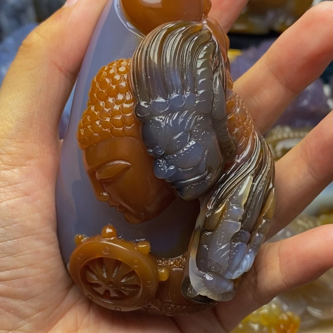 墨***乐未镶嵌手把件玛瑙/玉髓