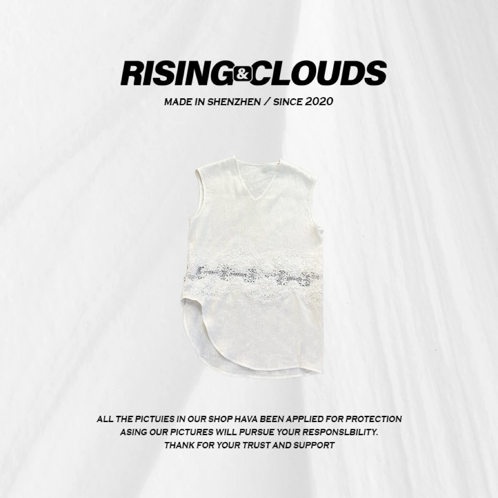 RISING&CLOUDS【小云姐】简约显瘦夏季百搭钩花镂空亚麻背心050081