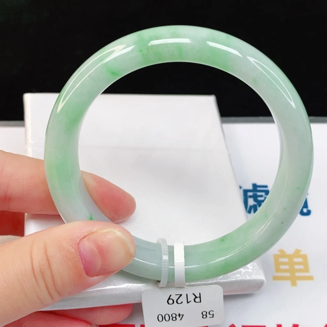 翡翠手镯未镶嵌纯天然缅甸A货翡翠58.5