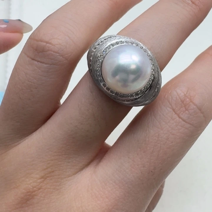 海水珍珠戒指银S925镶嵌