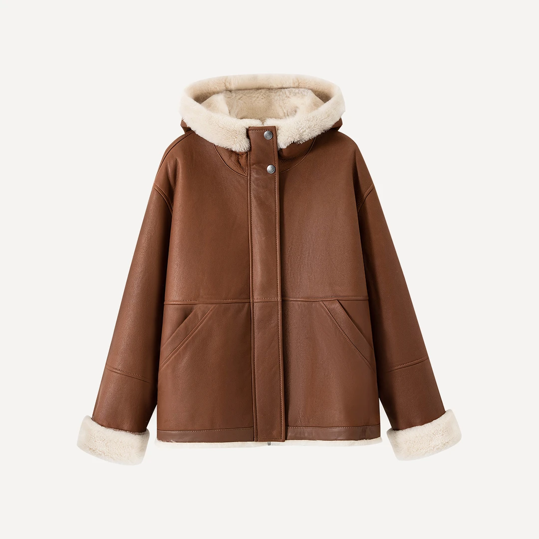 【马德里】【贵姐NICOLE】西班牙进口顶奢美利奴皮毛一体外套5NWT057