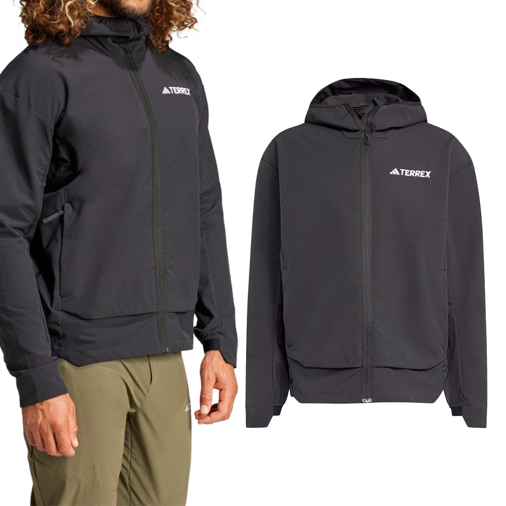 Adidas阿迪达斯TERREX男子户外运动弹力连帽外套软壳衣IX1490