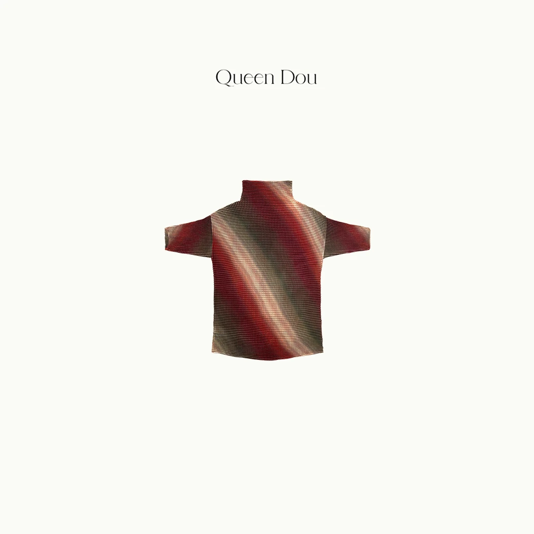 轻盈赛博霓虹身呼吸定染褶皱T恤M1305