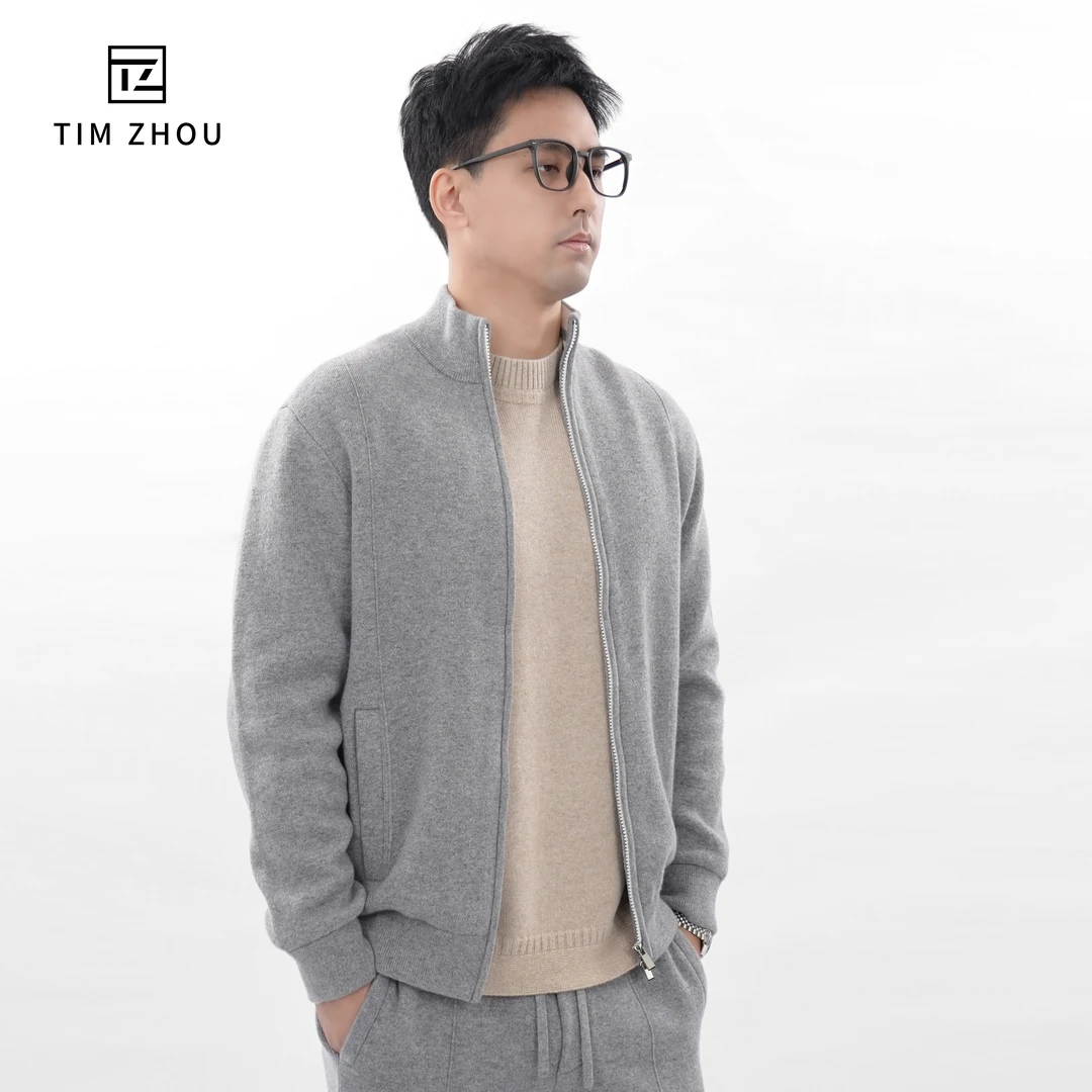 TIM ZHOU冬季小山羊绒baby cashmere男士BC款立领外套重磅保暖