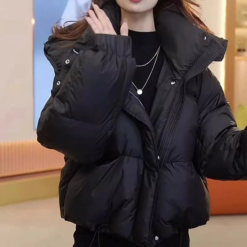 棉服女新品短款秋冬季新款连帽加厚时尚气质小个子棉衣外套