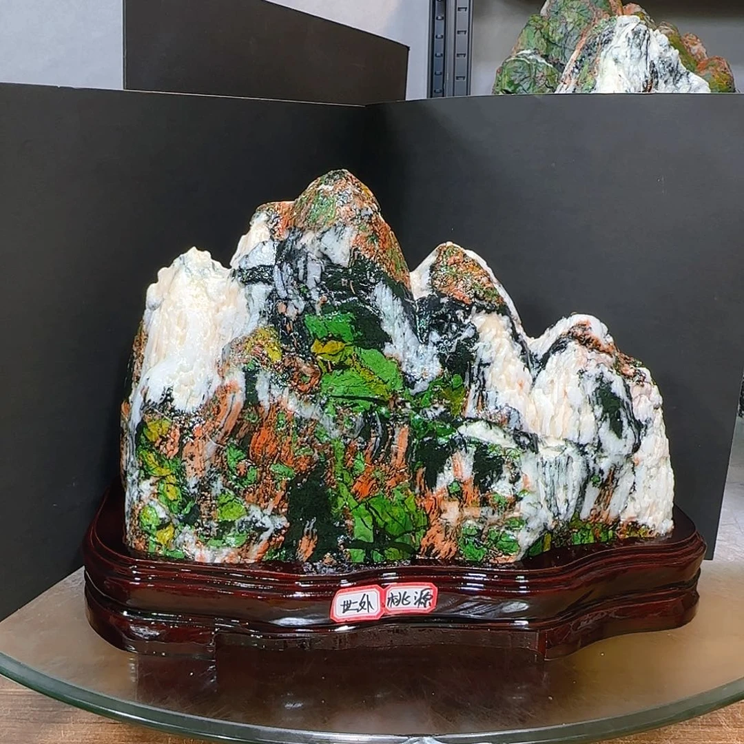 铭***膳青海七彩石石头摆件