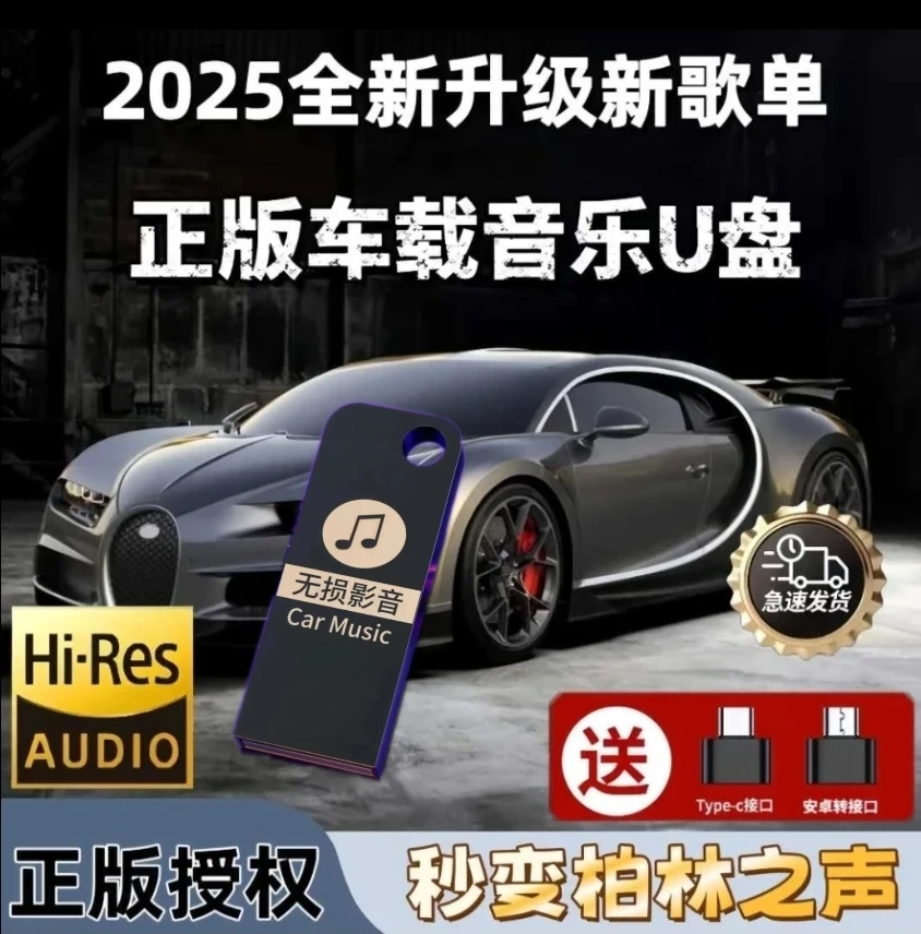 A2025新款网络流行车载u盘无损音乐精选母带灌入高品质正版歌曲