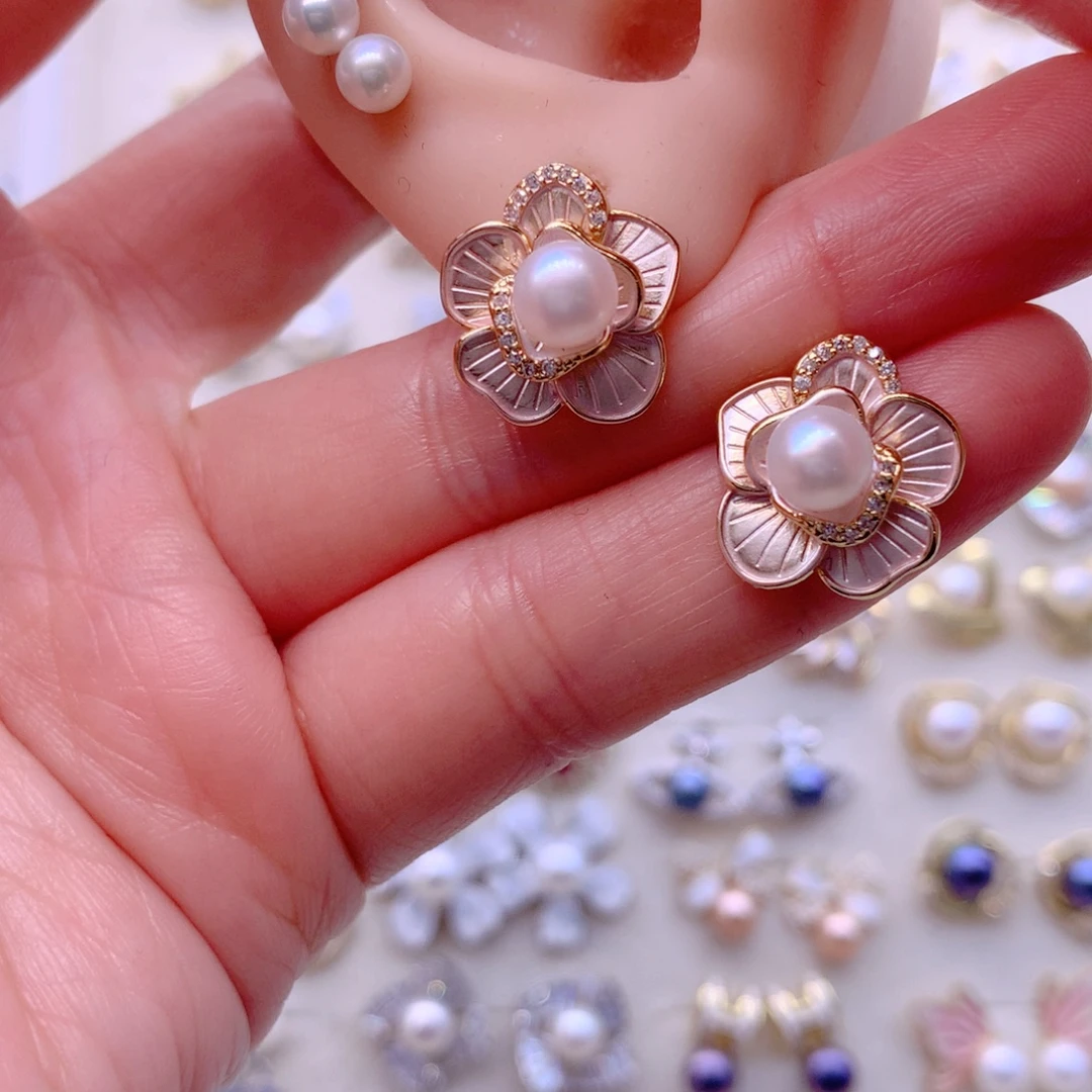 淡水珍珠耳饰合金