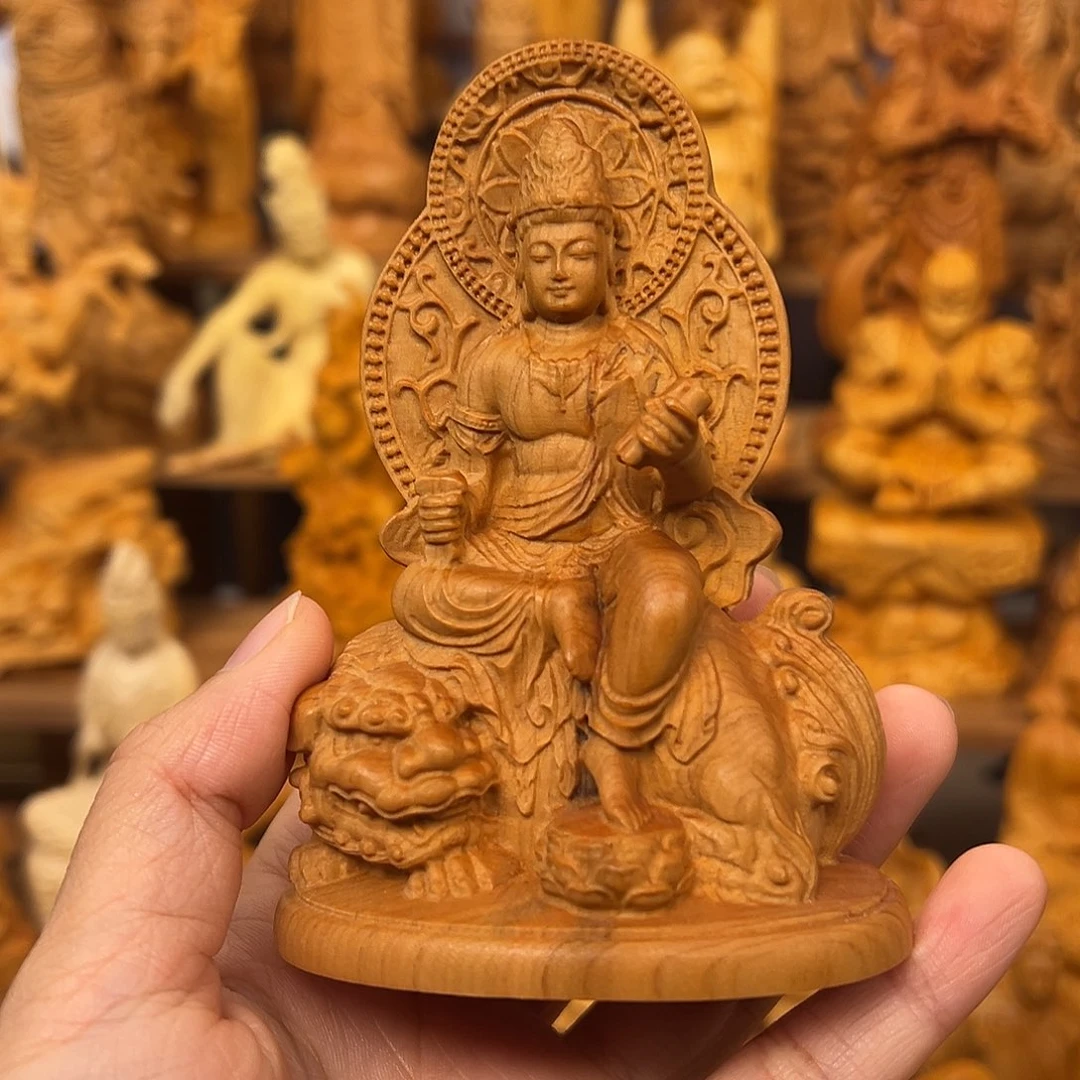 崖柏崖柏木雕文殊菩萨10cm