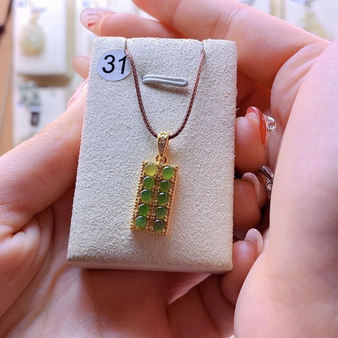 和田玉吊坠(赠链)银S925镀金镶嵌三**猫