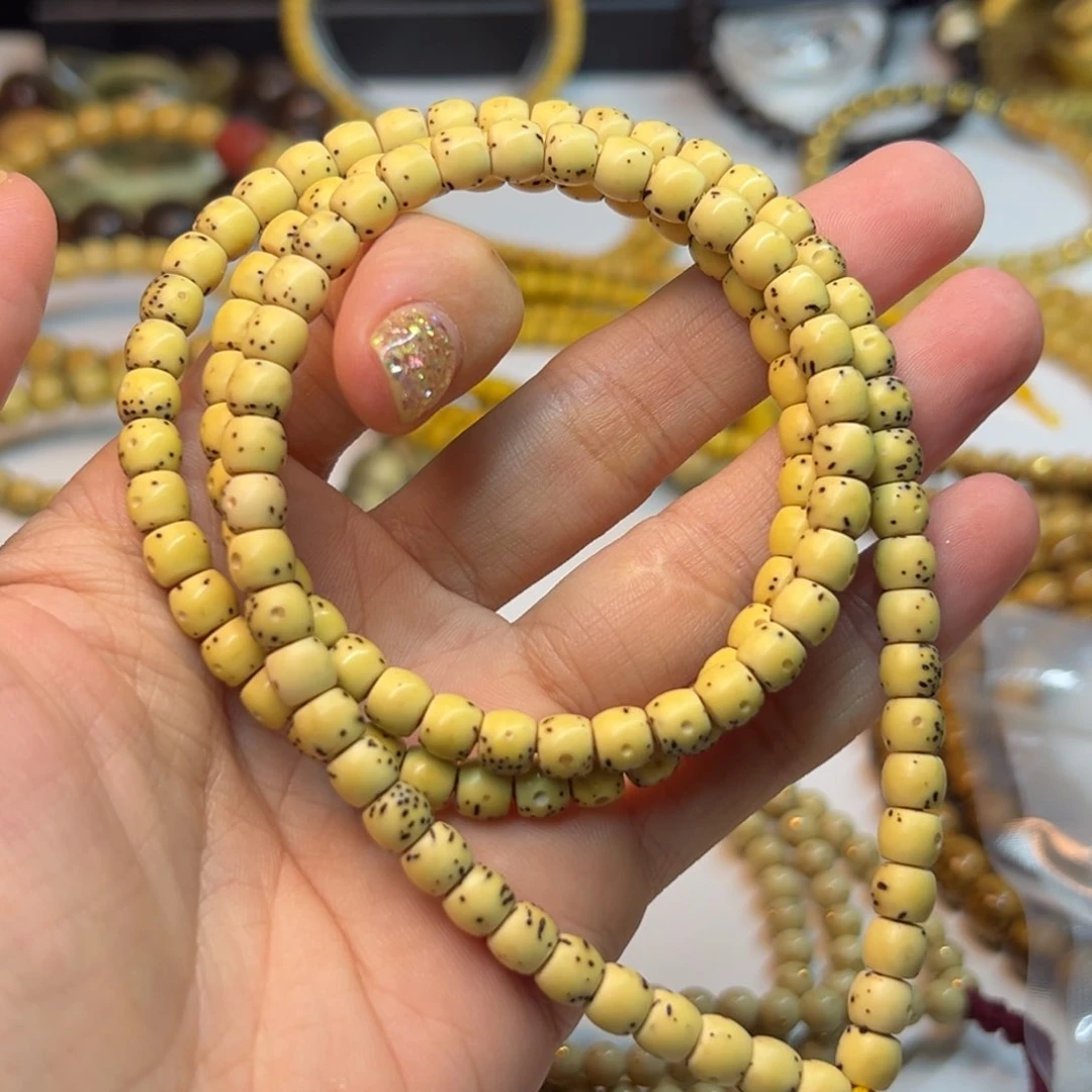 星月菩提吊坠骨瓷白卡6鼓珠108