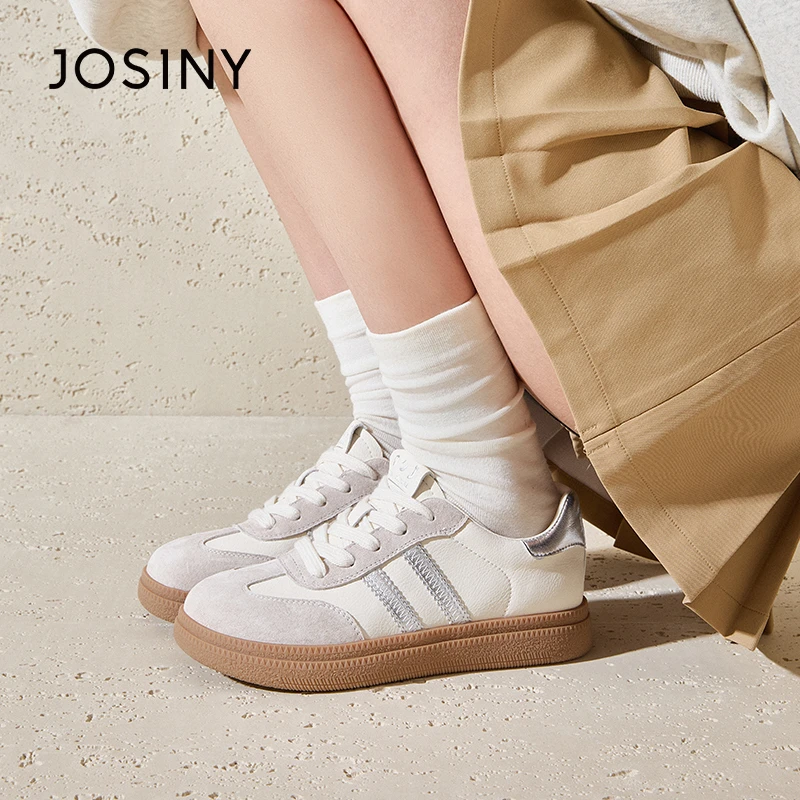 卓诗尼复古德训鞋女款2025新款春季百搭小白鞋时尚平底板鞋运动鞋