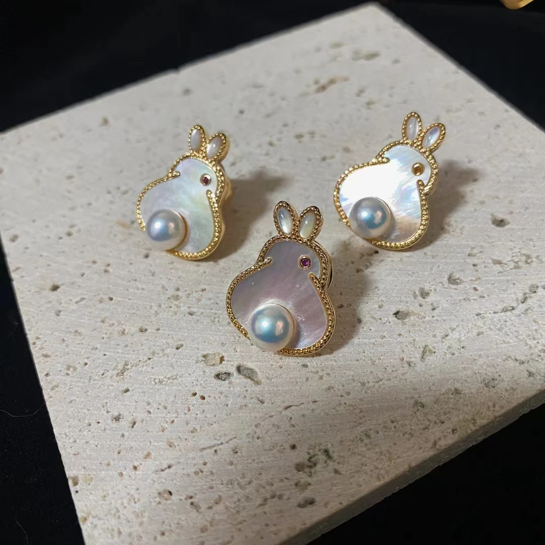 精致小兔胸针天然高品质淡水珍珠，兔年主题元素独家新品，