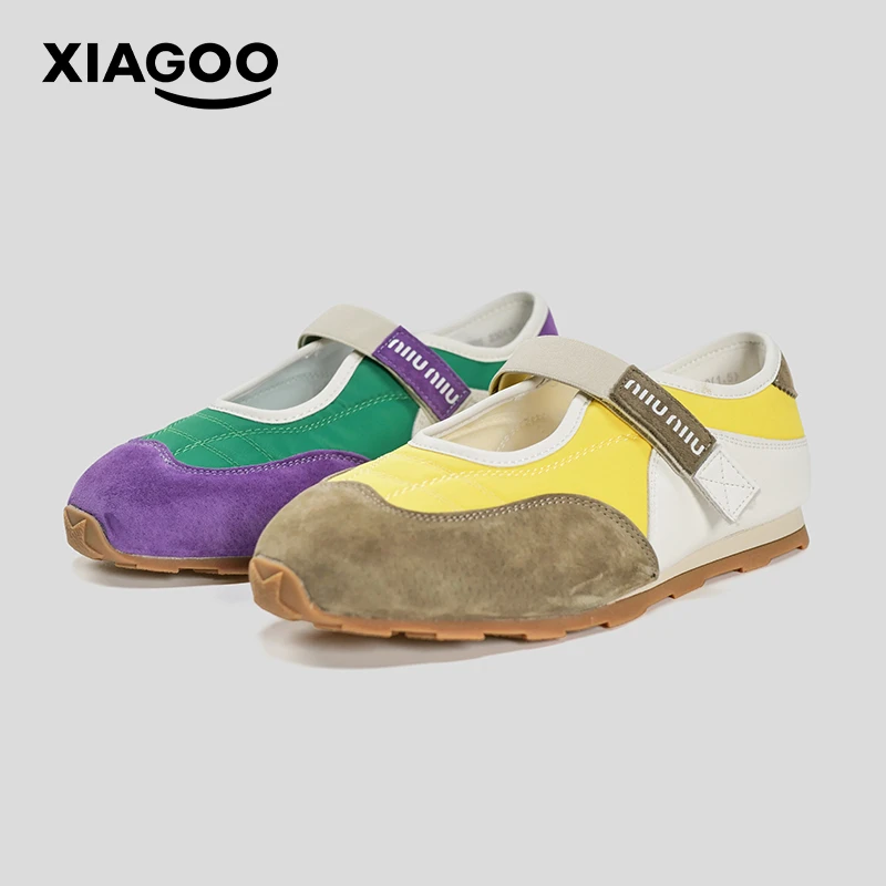 XIAGOO笑果2025春季女鞋浅口透气魔术贴德训鞋软底舒适玛丽珍鞋