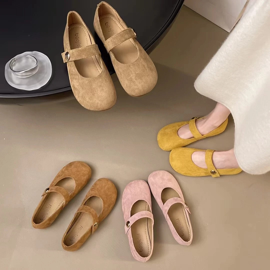 韩版糖果色简约百搭浅口软底玛丽珍单鞋B61