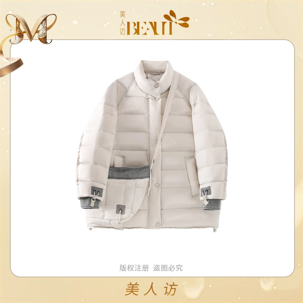 【多色小暖包】轻柔感加厚牛仔拼接休闲羽绒服外套12763