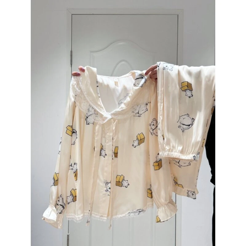 韩系可爱仓鼠长袖睡衣套装女时尚家居服休闲可外穿套装SY241904