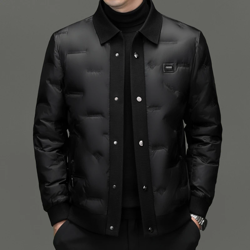 【轻奢大牌】  冬季保暖厚款时尚纽扣短款白鸭绒羽绒外套