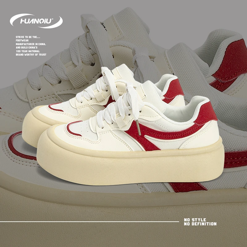 HUANQIU/环球舒适厚底百搭板鞋女鞋2025夏季新款小众简约休闲鞋女