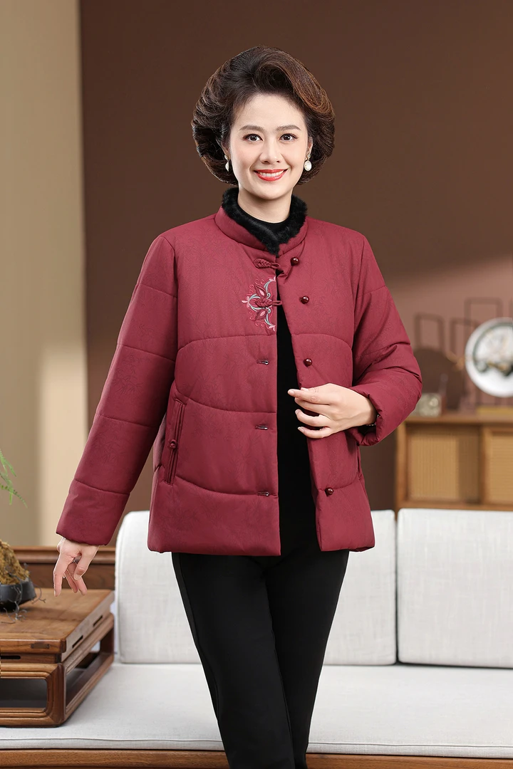 【虞夫人】秋冬妈妈款外套棉服老年妈妈加厚高档妈妈装老太太889