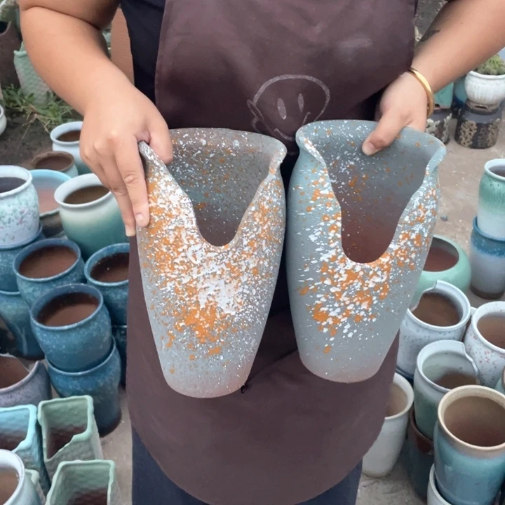 紫砂花盆口14高27瑕疵瑕疵