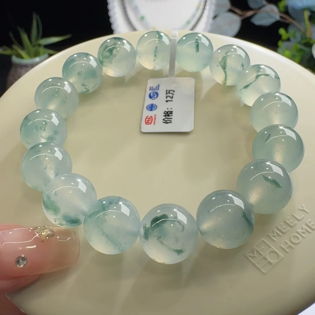 未镶嵌手链翡翠力推！！性价比超高！冰绿飘花单圈卡12.6