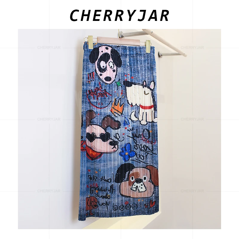 Cherryjar【050】新款高级松紧腰卡通图案半身裙显瘦