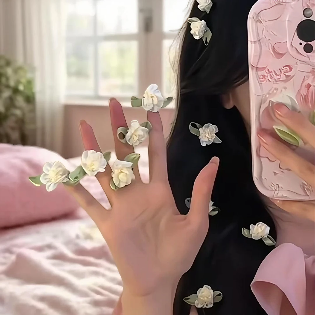 茉莉花甜美花朵发夹优雅少女夹子气质侧边碎发发卡刘海发饰头饰