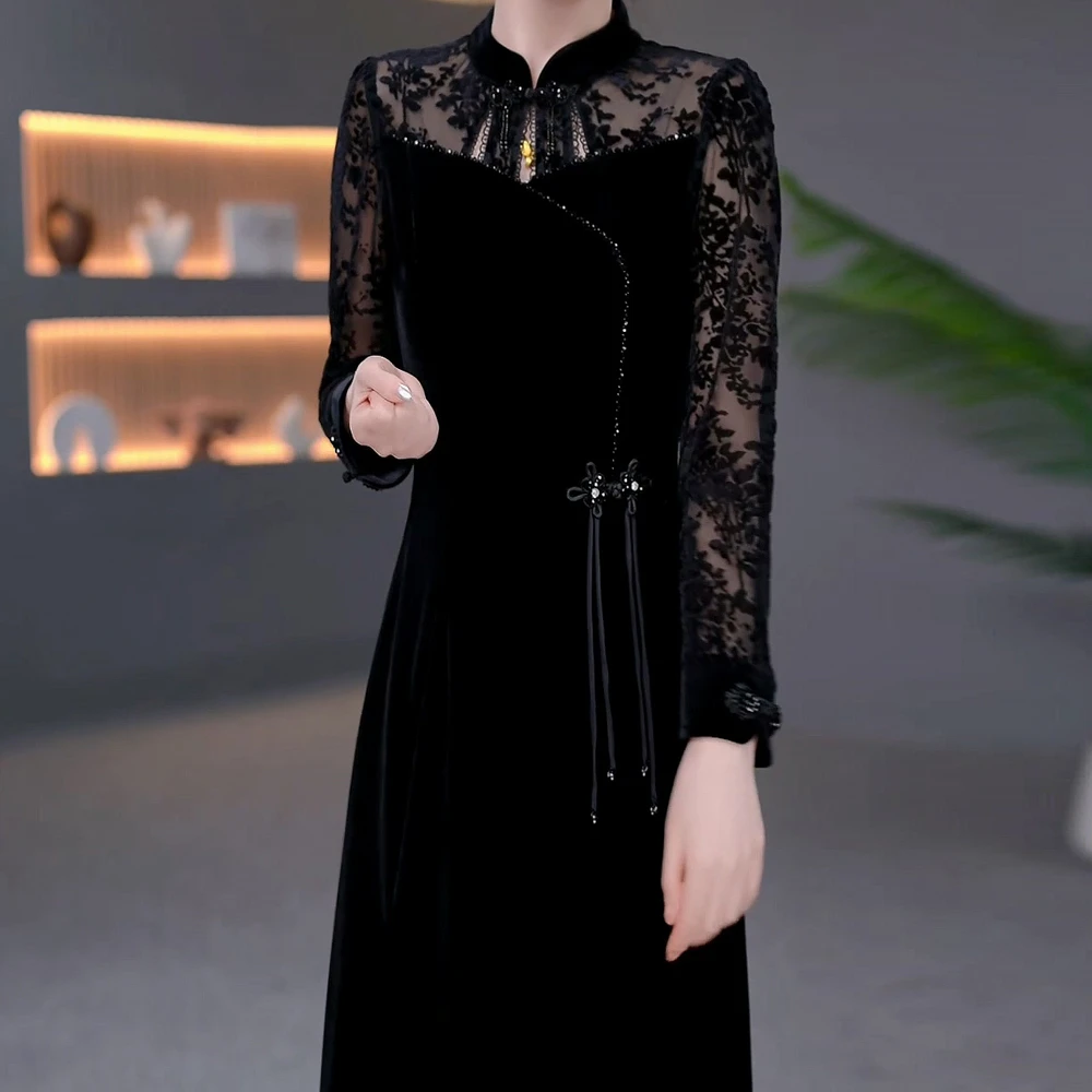 时尚女装连衣裙2025秋季新款修身显瘦气质优雅修身中长款女士裙子