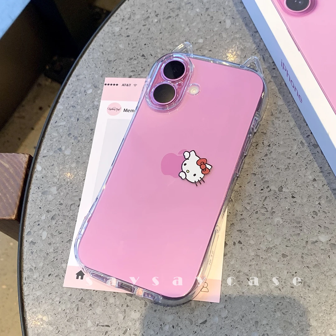 一壳所猫耳朵透明手机壳适用苹果iPhone16软壳Kitty脑袋15Pro可爱