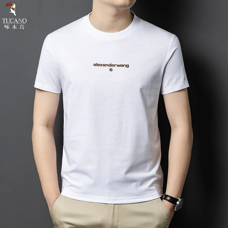 啄木鸟2025春季亲肤柔软日常百搭时尚经典大方男士上衣短袖