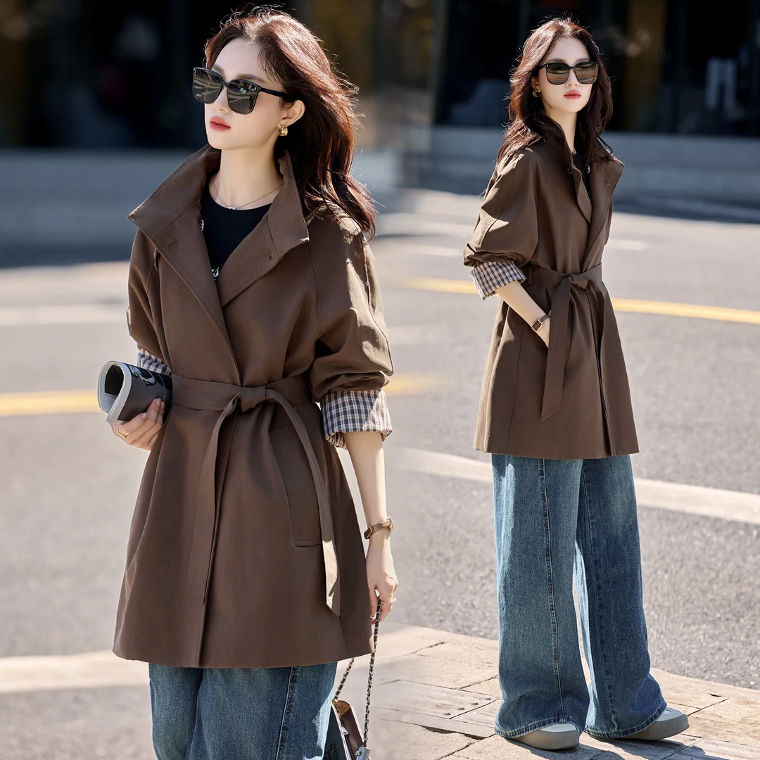 高级感超好看收腰显瘦风衣外套女2025春秋新款小个子中长气质上衣