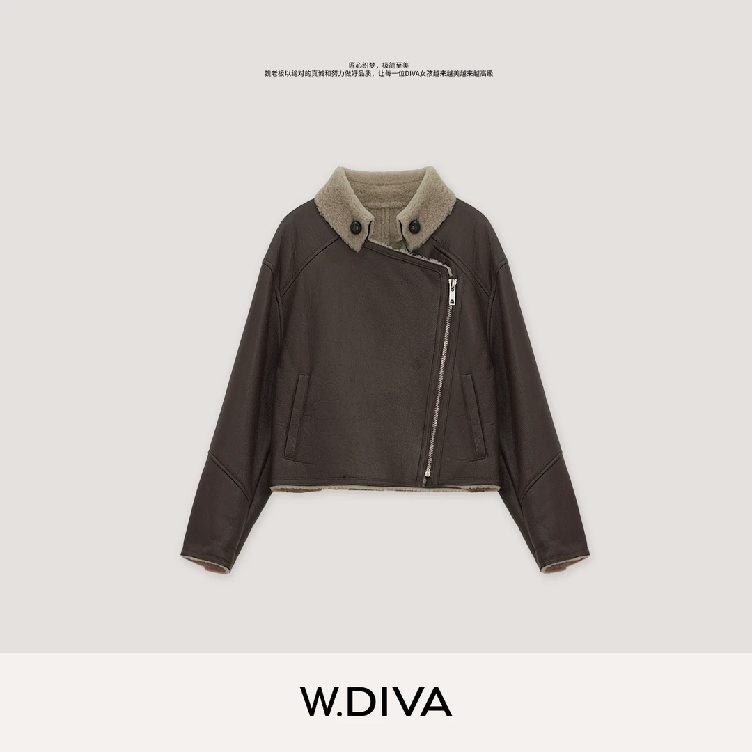 W.Diva【半岛】高级感时尚品质无涂层皮毛一体外套4CDM50120