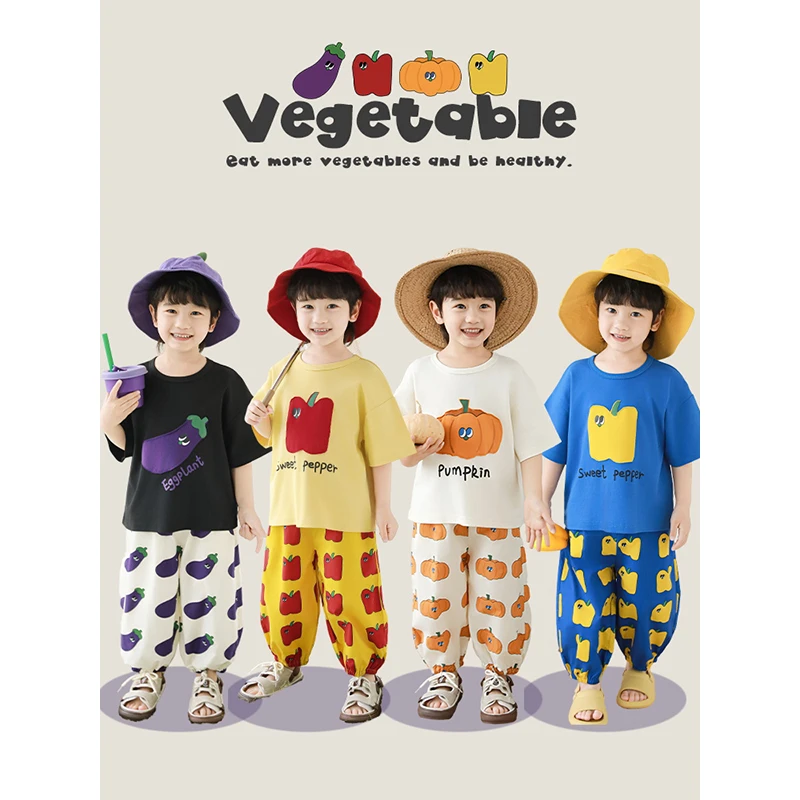 YOEHYAUL/幼悠夏肆波【蔬果贴布绣 】夏日清凉不闷束脚防蚊裤N6282